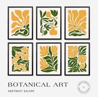 reeks van abstract bloemen affiches. modern modieus matisse minimaal stijl. pastel kleuren. hand- getrokken ontwerp voor behang, muur decor, afdrukken, ansichtkaart, omslag, sjabloon, spandoek. vector illustratie.