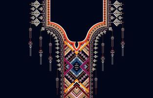 vector ontwerp voor halsband overhemden, overhemden, t-shirt. borduurwerk etnisch meetkundig elementen voor kleding stof, textiel. aztec meetkundig nek lijn ontwerp grafiek mode Mens dragen.