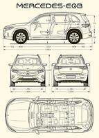 mercedes-benz eqb auto blauwdruk vector