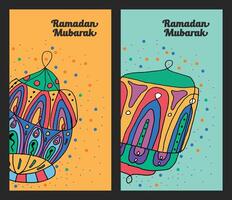 kleurrijk Ramadan mubarak hand- trek tekening kunst vector