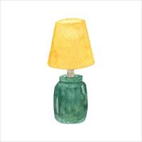 single schattig hand- getrokken waterverf groen en geel lamp. vector