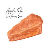 hand- getrokken waterverf clip art appel taart vector
