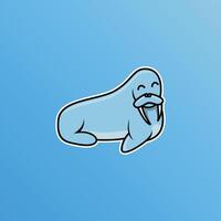 illustratie van een walrus ontwerp sjabloon. geïsoleerd Aan blauw helling achtergrond. vector