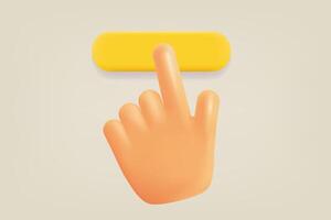 grappig hand- drukken knop. 3d vector illustratie