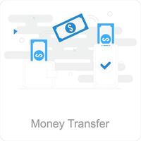 geld overdracht en geld icoon concept vector
