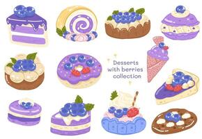 desserts met bessen verzameling illustratie vector