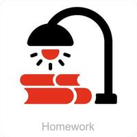 huiswerk en lamp icoon concept vector