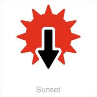 zonsondergang en zonsondergang icoon concept vector