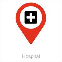 ziekenhuis en plaats icoon concept vector