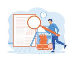 mannen studie de financieel uitspraak. financieel rapport, digitaal boekhouding, audit en financieel Onderzoek. vlak vector modern illustratie