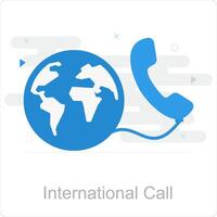 Internationale telefoontje en wereldbol icoon concept vector