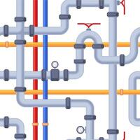 pijpleiding patroon. naadloos afdrukken met water pijp details, afvoer systeem elementen, verwarming koeling buizen voor decoratief achtergrond. vector structuur