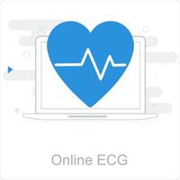 online ecg en hartslag icoon concept vector