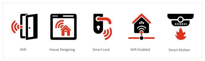 Wifi, huis ontwerpen en slim slot vector