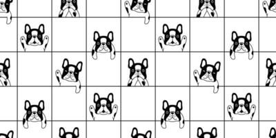 hond naadloos patroon Frans bulldog vector poot voetafdruk gecontroleerd lijn huisdier puppy dier sjaal geïsoleerd herhaling behang tegel achtergrond tekenfilm tekening illustratie ontwerp