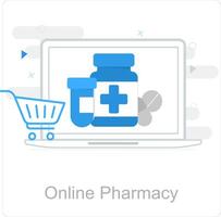 online apotheek en pillen icoon concept vector