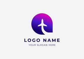 logo brief een en vliegtuig, logo combinatie eerste een en vlak, gemakkelijk minimalistisch, modern, vervoer. bewerkbare kleur vector