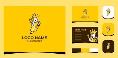 sjabloon logo creatief banaan koning mascotte tekenfilm concept. creatief sjabloon met kleur pallet, zichtbaar branding, bedrijf kaart en icoon. vector