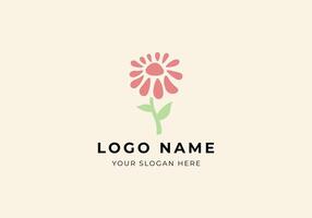 logo bloem madeliefje bloesem. schattig. roze, minimalistisch, modern logo ontwerp. bewerkbare kleur vector