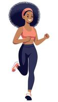 zwart meisje jogging vlak ontwerp vector