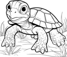 schattig schildpad kleur Pagina's voor kinderen en peuters vector