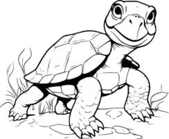 schattig schildpad kleur Pagina's voor kinderen en peuters vector