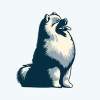 ai gegenereerd keeshond zittend en op zoek omhoog illustratie vector