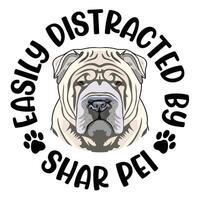 gemakkelijk afgeleid door shar pei hond t-shirt ontwerp pro vector