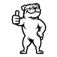 ai gegenereerd bulldog hond gelukkig duimen omhoog illustratie vector