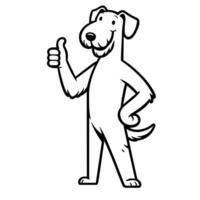 ai gegenereerd airedale terriër hond gelukkig duimen omhoog illustratie vector