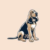 ai gegenereerd bloedhond zittend op zoek omhoog illustratie vector