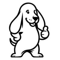 ai gegenereerd basset hond hond gelukkig duimen omhoog illustratie vector