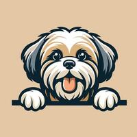 ai gegenereerd lhasa apso gluren gezicht illustratie vector