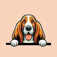 ai gegenereerd basset hond hond gluren gezicht geïsoleerd illustratie vector