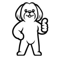 ai gegenereerd shih tzu hond gelukkig duimen omhoog illustratie vector