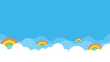 kleurrijk regenboog met wit wolk en helder blauw lucht bodem grens naadloos patroon. vector