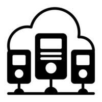 een glyph ontwerp, icoon van wolk servers vector