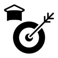 dartbord met baret, icoon van onderwijs doelwit vector
