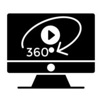 360 mate video icoon, bewerkbare vector