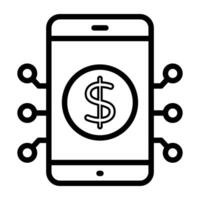 mobiel geld icoon in modieus ontwerp, dollar binnen cel telefoon vector