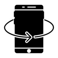roterend pijl met smartphone, icoon van kantelen telefoon vector