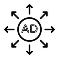 icoon van advertentie netwerken, schets ontwerp vector