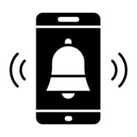 een glyph ontwerp, icoon van mobiel alarm vector