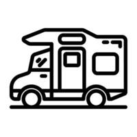 icoon van zelf voortgestuwd voertuig, lineair ontwerp van caravan vector