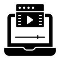 een glyph ontwerp, icoon van web video vector