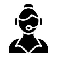 hoofdtelefoons versleten door avatar, klant onderhoud icoon vector