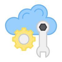 een vlak ontwerp, icoon van wolk instelling vector