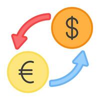 een vlak ontwerp, icoon van valuta uitwisseling vector