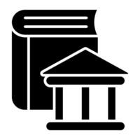 een glyph ontwerp, icoon van bank onderwijs vector