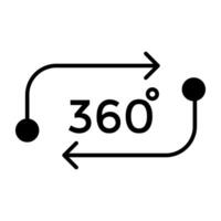 roterend pijl met specifiek hoek aanduiding concept van 360 mate omwenteling vector